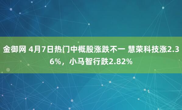 金御网 4月7日热门中概股涨跌不一 慧荣科技涨2.36%，小马智行跌2.82%
