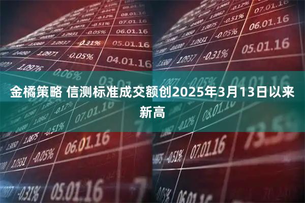 金橘策略 信测标准成交额创2025年3月13日以来新高